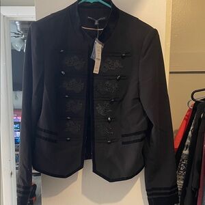 White House Black Market Black Embroidered Blazer